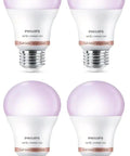 Colorful Tunable White A19 LED Smart Bulb, 60W Equivalent, Dimmable, WiFi Connected, 4 Pack, purple hue, standard socket