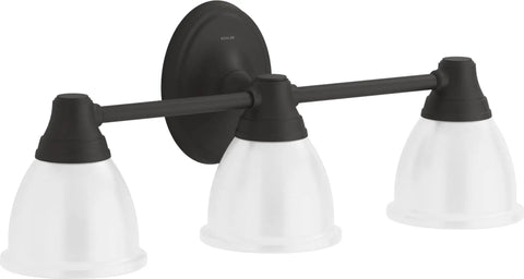 Forté Triple Sconce With Frosted Glass Shades, Damp Location Ready Brushed Nickel Finish, side view