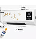 Dope 2000W Wall Mounted Air Conditioner And Heater With Touch Screen Remote Control Timing Feature PTC Ceramic, 55cm, white with floral design.