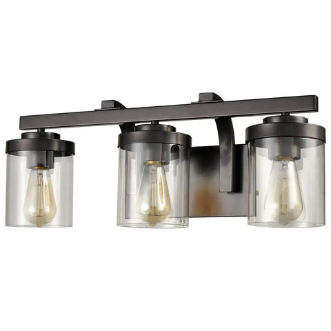 Oil Rubbed Bronze 3 Light Bathroom Vanity Light Fixture With Clear Glass Shades Dope Industrial Style Wall Mount Bath Lighting