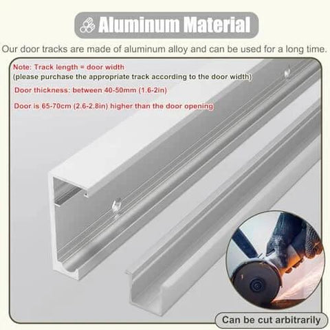 Aluminum track for Trackless Sliding Barn Door Kit With Soft Close, Concealed Hardware For 3 To 6 Ft Doors, cut to size.