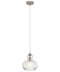 Riviera 11.25 Inch One Light Pendant With Clear Ribbed Glass In Brushed Nickel For Kitchen Island Or Sink Area Dope Ambient Lighting Fixture