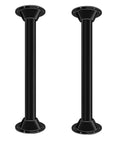 Top Notch Aluminum Rv Table Base Mount For Camper Pedestal Legs With Heavy Duty Rust Resistant Design Measuring 6 5 Inch Outer Diameter And Two Piece Flange Kit Rock Solid For Trail Life, two black aluminum pedestal legs.