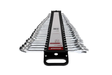 Combination Wrench Set 6 to 32 mm 24 Piece Pro Grade Heavy Duty Ring Offset 15 Degrees Jaw Set 15 Degrees Satin Chrome Finish