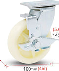 Heavy Duty Swivel Casters With Locking Brake 4 Inch White Caster Set featuring a 4 inch roller and robust steel plate.