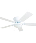 White 52 Inch Indoor Ceiling Fan With Light And LED Flush Mount 5 Blade Style In White For Large Rooms Dope Lighting