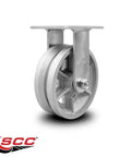 Top Shelf Six Inch V Groove Semi Steel Wheel Rigid Caster featuring heavy duty roller bearings for smooth gliding.