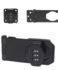 Gate Locks Twist Hasp Latches Without Combination Lock, black, 3-inch latch with keypad security, side view.