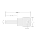 Technical diagram of Half Inch Drive X 10 mm Hex Impact Bit Socket with measurements and six sided hex tip.