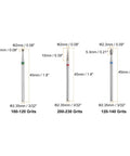 Three Piece Diamond Grinding Bit Set With 2mm Ball, 2mm Tapered, And 2.3mm Oval Heads, 2.35mm Shank, Grits 100 120 200 230 120 140
