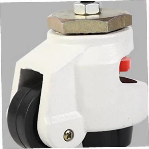 Close-up of Run Like A Dream Heavy Duty Swivel Caster showing steel mounting plate and nylon wheel for workshops.