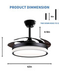 Retractable Ceiling Fan With Lights Remote Control, Fandelier Flush Mount 42 Inch Bladeless Ceiling Fan dimensions with rods