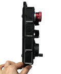 Upgrade Your CNC Setup With This Smooth Series MPG Handwheel Manual Pulse Generator Controller Perfect For Precision Machining And Quick Jogging Control On Your Industrial Milling Machine Today. side view of black CNC MPG handwheel controller with red dial, hand-held