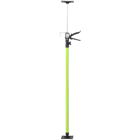 Espidoo adjustable support pole with clamp, lime-green steel rod and square base plate