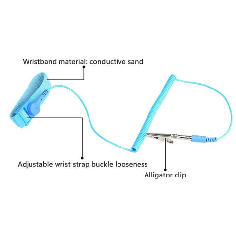 16 Pack ESD Anti Static Wrist Straps With Grounding Wire Extendable 1.8 Meter Coiled Cord Up To 71 Inches Alligator Clip Wristband