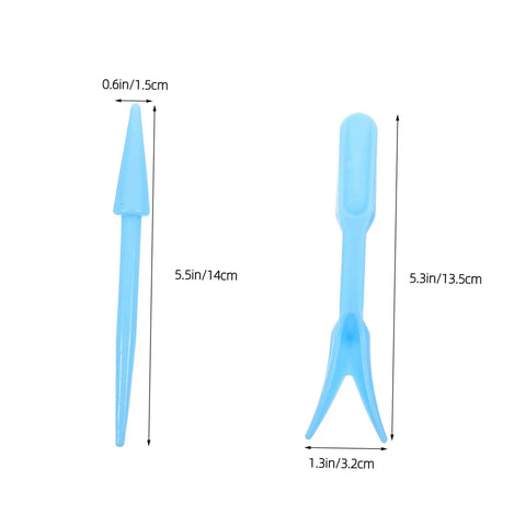 12 Piece Bonsai Tool Set For Succulents And Seedlings Durable Garden Hand Tools For Transplanting Pruning And Plant Maintenance Great For Small Spaces Indoor Gardens And Plant Lovers. Blue plastic tools, 5.5in and 5.3in long.