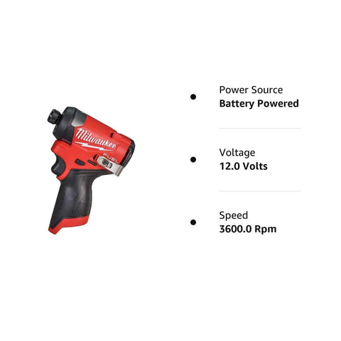 12V Cordless Hex Impact Driver Bare Tool With Brushless Motor 1500 In Lbs Torque 3600 RPM 4 Mode Drive Control Red Design
