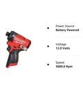 Renewed 12 V Cordless Brushless Impact Driver With 1/4 Inch Hex Chuck And Three Bright Work Lights Delivers 3600 Rpm Plus 1500 In Lbs Of Muscle For The Daily Job Site Hustle And Smooth Self Tapping Runs side view showing battery-powered design and grip.