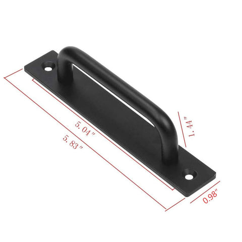 Heavy Duty Barn Door Handle Set Flush Mount Long Base Pulls For Gate Shed Garage Drawer Black Aluminium Alloy side view