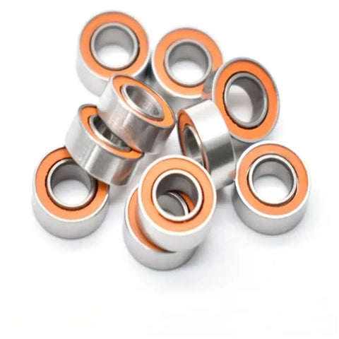 Top Shelf Smr148 Hybrid Ceramic Fishing Reel Bearings 8X14X4mm ABEC 7 with orange seals for smooth casting and retrieval.