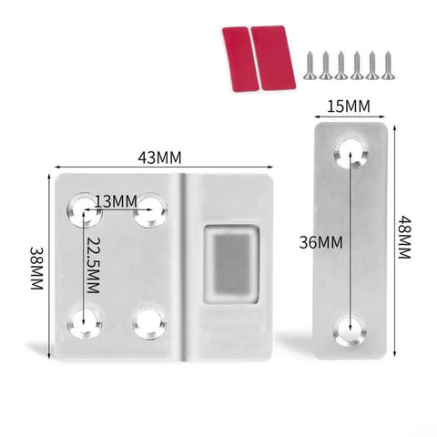 Magnetic Cabinet Door Catch With Strong Hold Steel Latch For Closets And Cupboards Easy Install With Included Screws Silver Finish 43x38mm