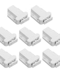 8 Pack No Fuss Self Closing Cabinet Latches With Push Button Door Opener Automatic Rebound Closers in white finish.