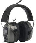 MP3 AM FM Digital Radio Ear Muffs With Built In Clock And Station Save Feature Easy Digital Scan For Favorite Stations Crisp Sound And Noise Reduction For Worksite Comfortable Padded Design Black