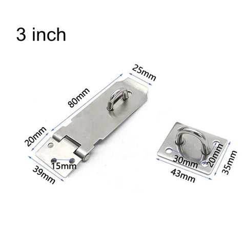 Heavy Duty 3 Inch Stainless Steel Hasp Lock Latch Pack Two Pack Brushed Finish Extra Thick Door Gate Security Hasps with diagram