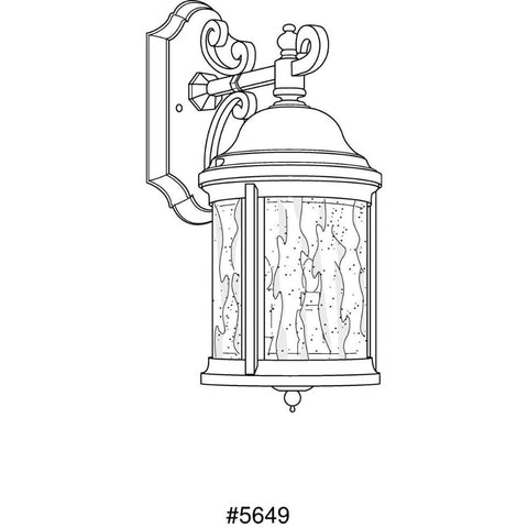 Two Light Water Seeded Glass Outdoor Wall Lantern In Textured Black with quill scrolled arms, die cast aluminum build