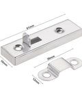 Solid Snap Bolt Screw Lock for Sliding Door Window Gate Hasp Latch Metal in silver color with specific dimensions shown.