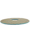 The New 3pc 6 Inch Diamond Polishing Pads For Granite Marble Concrete Grinding Dry Use Flexible Abrasive Wheels angle view showing honeycomb texture.