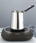 Stainless Steel Milk Pot With Easy Pour Spout For Chocolate Melting Butter Warming And Sauce 350ml on kitchen counter