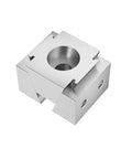 Shop Ready CNC Wedge Vise For Quick Dial In Setups And Rock Solid Clamping On Multi Station Mills Heavy Duty Dual Side Workholding Block For Steel And Aluminum With M6 To M16 Taps, top view showing precision design.