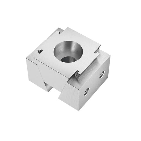 Shop Ready CNC Wedge Vise For Quick Dial In Setups And Rock Solid Clamping On Multi Station Mills Heavy Duty Dual Side Workholding Block For Steel And Aluminum With M6 To M16 Taps, top view showing precision design.