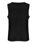 Back view of Mens Sleeveless Cotton Tank Top Built Tough For The Gym Sweat Wicking Workout Tee in black.