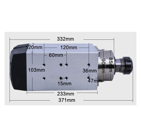 High Precision 6Hp 4500W Air Cooled Spindle Motor equipped with four durable ceramic bearings dimensions and measurements.