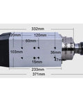 Heavy Duty 4500W 6HP ER32 Air Cooled Spindle Motor Featuring Ridiculously Smooth Ceramic Bearings dimensions diagram.