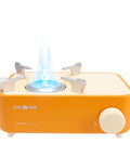Orange Butane Camp Stove For Hiking And Camping From The Crate Series with spiral flame and easy ignition for outdoor cooking.