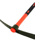 15 Inch Forged Steel Pick Mattock Hoe With Fiberglass Handle For Digging Gardening Camping Prospecting And Construction Work A Beast Weeding Tool Built For Tough Jobs shown in profile view.