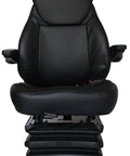 Beefed Up Heavy Duty Tractor Seat With Mechanical Suspension Adjustable Armrests And Three Height Positions in black leather