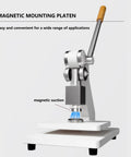 Heavy Duty Manual Die Cutting Press 1 Ton Benchtop Flatbed Workhorse For Stamping Embossing Bearing Installation Knuckle Saver Pro Grade Shop Gear White with magnetic mounting platen