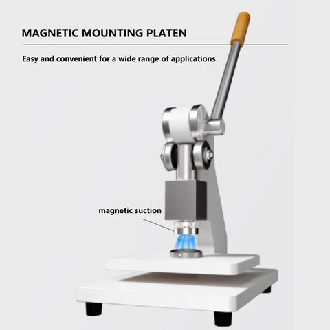 Heavy Duty Manual Die Cutting Press 1 Ton Benchtop Flatbed Workhorse For Stamping Embossing Bearing Installation Knuckle Saver Pro Grade Shop Gear White with magnetic mounting platen