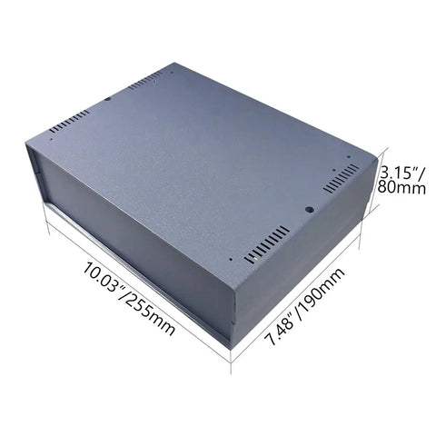 Rock Solid Abs Plastic Junction Box For Electrical Work Tough Gray 10 04 By 7 48 By 3 15 Inch Enclosure Case with dimensions visible.