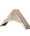 Antique Bronze Metal 4 Pack Corner Protectors Furniture Edge Guards With Classic Carved Details right angle view