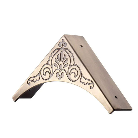 Antique Bronze Metal 4 Pack Corner Protectors Furniture Edge Guards With Classic Carved Details right angle view