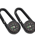 Two Pack Outdoor Hiking Compass With Carabiner Keychain Go-To Pocket Navigation Tool for Camping and Climbing on white background