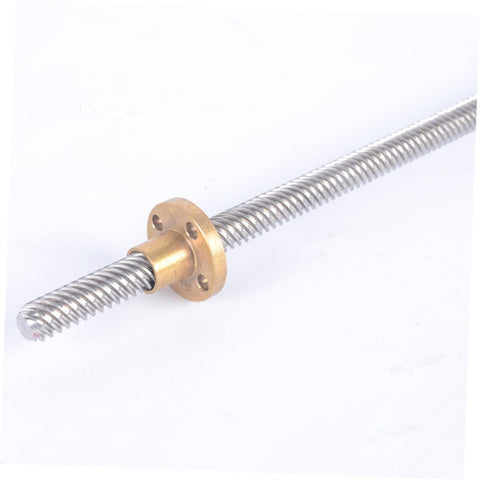 Stainless steel threaded rod with attached nut, part of 2 Pack Lead Screws With Nuts For Motors Stainless Steel Threaded Rods For 3D Printers CNC Machines