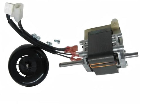 Heavy Duty 65570 Draft Inducer Furnace Blower Motor showing a black fan, metal casing, and wires for easy plug and play installation.