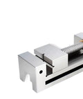 Top Shelf Industrial Right Angle Vise For CNC Milling Machines And Bench Grinders Hella Sturdy Hardened Steel Precision Flat Jaw Clamp close-up view.