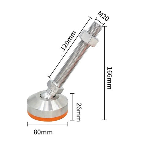 Rock Solid Boss Tier Leveling Screws Featuring Dead Nuts 304 Stainless Steel Swivel Pads with dimensions 80x26mm, adjustable height.